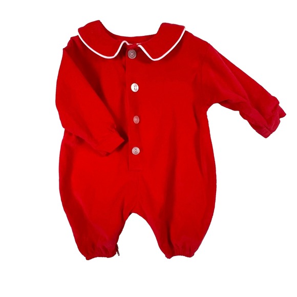 Funtasia Too Other - Vintage Funtasia Too Dallas 3 Mo Red 100% Cotton Made in USA One Piece Christmas